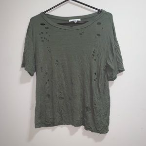 Olive green distressed shirt